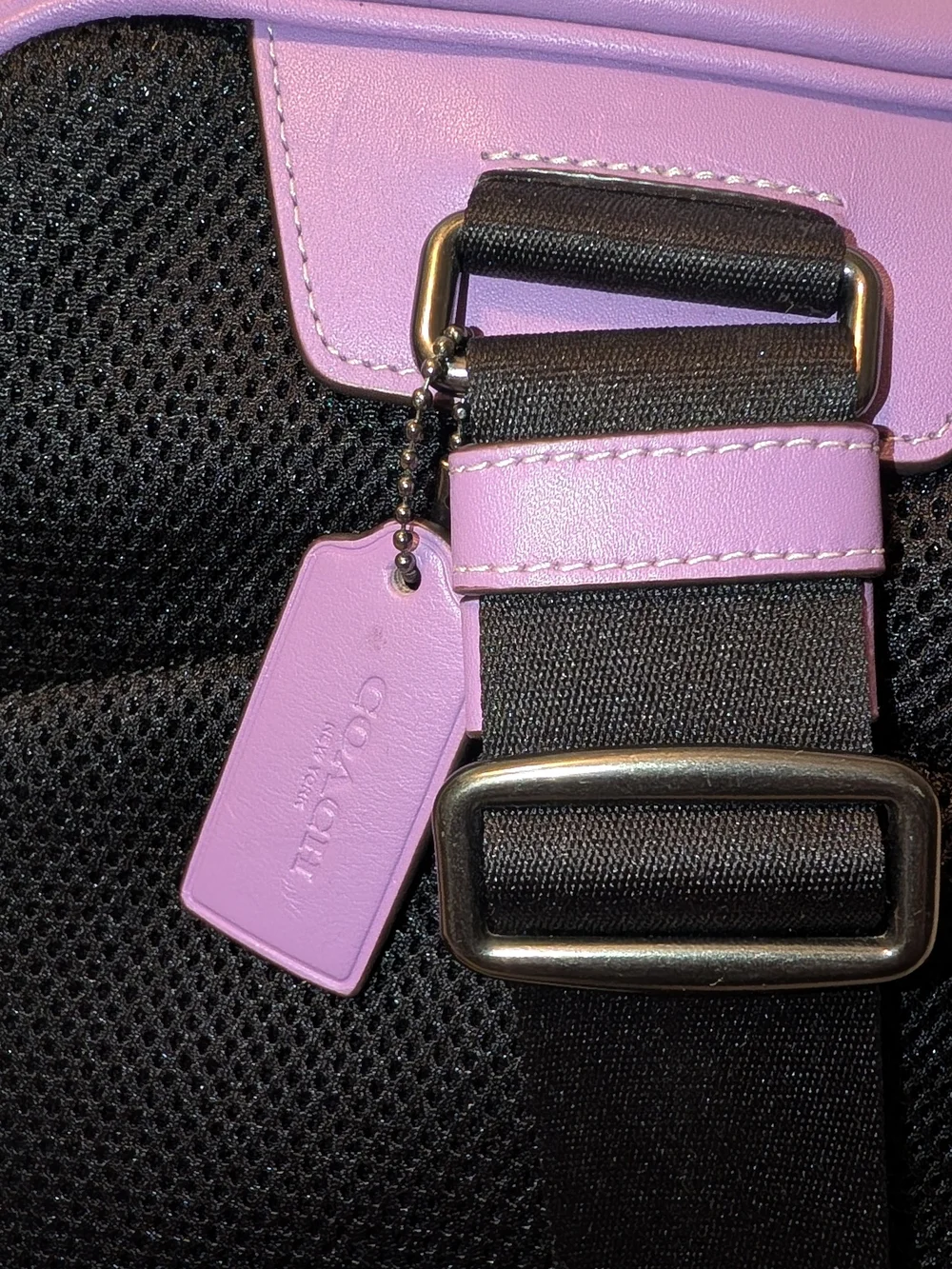 COACH LEATHER AND SIGNATURE COATED CANVAS TRACK PACK Purple Brown CL432 EUC